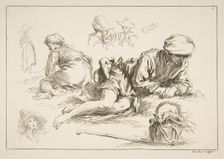 Sheet of Sketches, ca. 1735. Creator: Francois Boucher