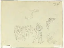 Sheet of Sketches: Crowd and Individual Figures, n.d. Creator: Pierre Antoine Mongin
