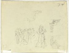 Sheet of Sketches: Crowd and Individual Figures, n.d. Creator: Pierre Antoine Mongin