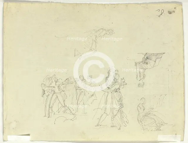 Sheet of Sketches: Crowd and Individual Figures, n.d. Creator: Pierre Antoine Mongin.