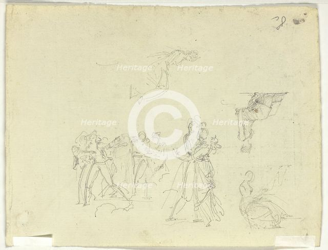 Sheet of Sketches: Crowd and Individual Figures, n.d. Creator: Pierre Antoine Mongin.