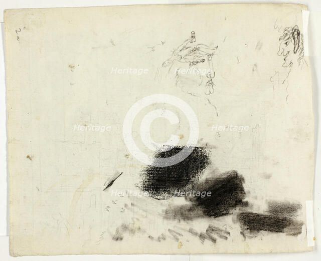 Sheet of Sketches: Architectural and Erotic Drawings, n.d. Creator: Pierre Antoine Mongin.