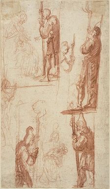 Sheet of Sketches: Beheading of a Saint (recto); Several Slight Figure Sketches (verso), 1605/44. Creators: Giovanni Bilivert, Jacques Callot