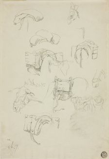 Sheet of Sketches: Details of a Donkey and Accoutrements, n.d. Creator: Charles Emile Jacque