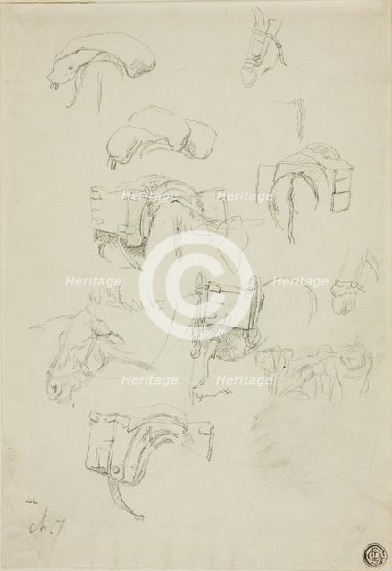 Sheet of Sketches: Details of a Donkey and Accoutrements, n.d. Creator: Charles Emile Jacque.