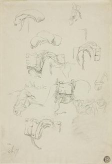 Sheet of Sketches: Details of a Donkey and Accoutrements, n.d. Creator: Charles Emile Jacque