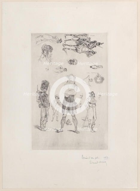Sheet of sketches (Feuille de Croquis), 1868. Creator: Jean Baptiste Edouard Detaille.