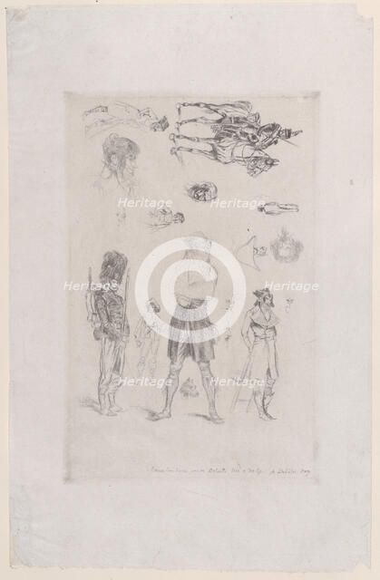 Sheet of sketches (Feuille de Croquis), 1868. Creator: Jean Baptiste Edouard Detaille.