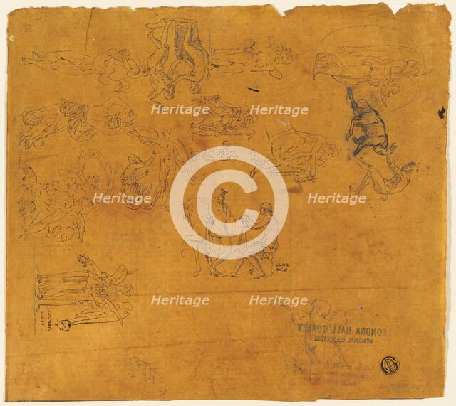 Sheet of Sketches of Mythological Subjects, 1700-1799. Creator: Thomas Stothard.