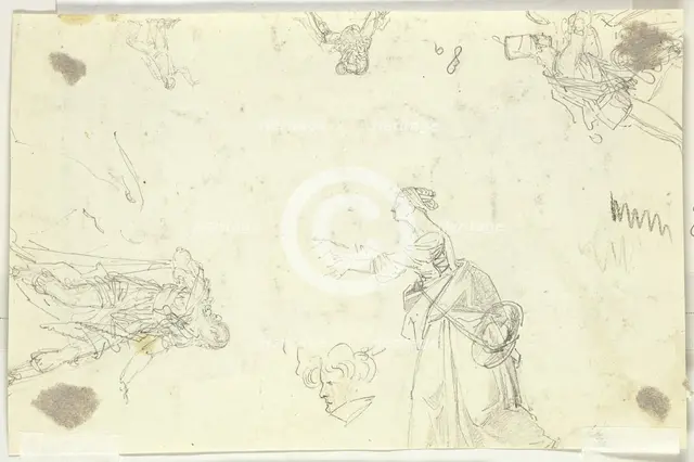 Sheet of Sketches: Men and Women, n.d. Creator: Pierre Antoine Mongin.