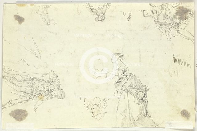 Sheet of Sketches: Men and Women, n.d. Creator: Pierre Antoine Mongin.