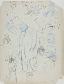 Sheet of Sketches: Men, Women and Cats (recto); Sheet of Sketches: Men and Women (verso), 1879/1923. Creator: Theophile Alexandre Steinlen