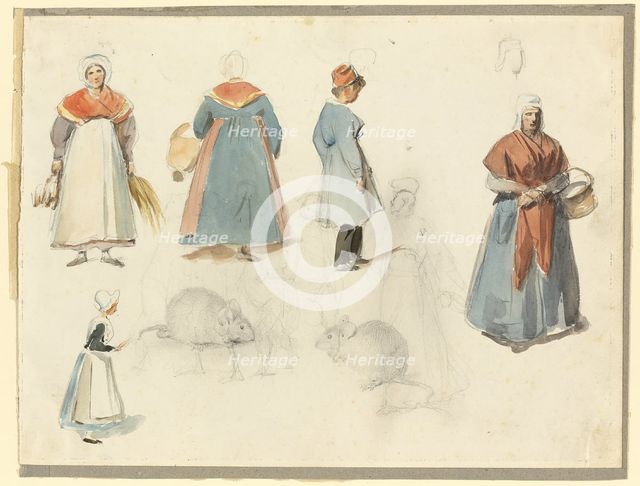 Sheet of Sketches: Men, Women and Mice, n.d. Creator: Auguste Raffet.