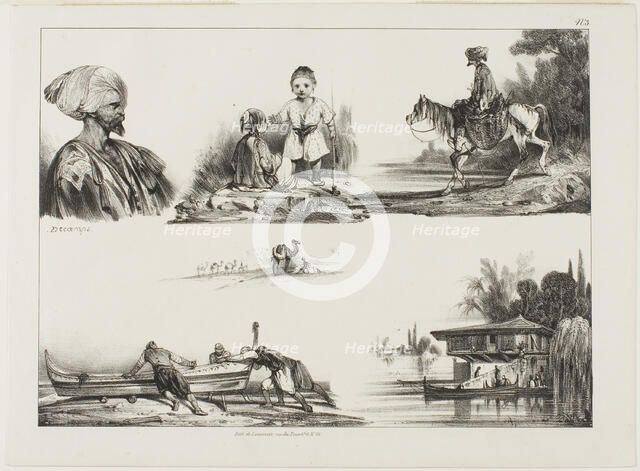Sheet of Sketches, No. 3, c. 1830. Creator: Alexandre Gabriel Descamps.