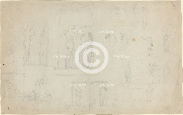 Sheet of Sketches [recto and verso]. Creator: John Flaxman.