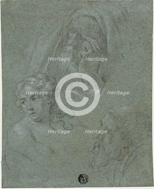 Sheet of Sketches with Three Heads, n.d. Creator: Louis Ferdinand Elle.