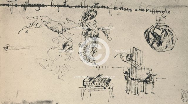 'Sheet of Studies with a Young Woman, A Wolf, Etc.', c1480 (1945). Artist: Leonardo da Vinci.