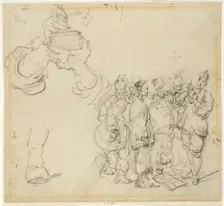 Sheet of Studies: Hands and Group of Oriental Figures, n.d. Creator: George Chinnery