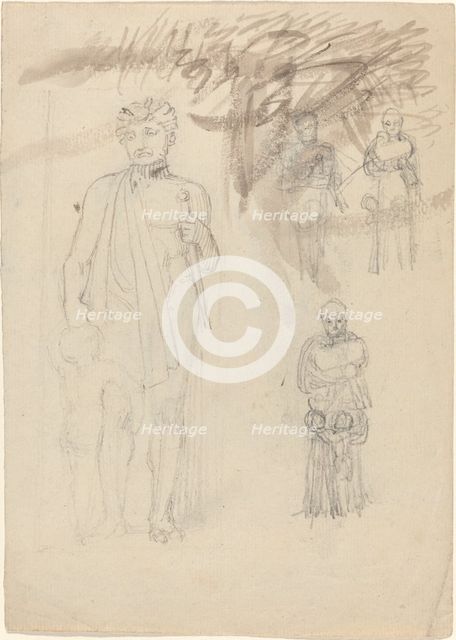 Sheet of Studies, including Warrior with Child [recto and verso]. Creator: John Flaxman.