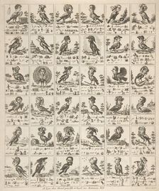 Sheet of Rebuses with Birds with Human Heads, ca. 1834., ca. 1834. Creator: Anon
