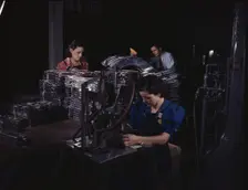 Sheet metal parts are numbered with this pneu...North American Aviation, Inc., Inglewood, CA, 1942. Creator: Alfred T Palmer