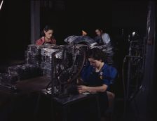 Sheet metal parts are numbered with this pneu...North American Aviation, Inc., Inglewood, CA, 1942. Creator: Alfred T Palmer