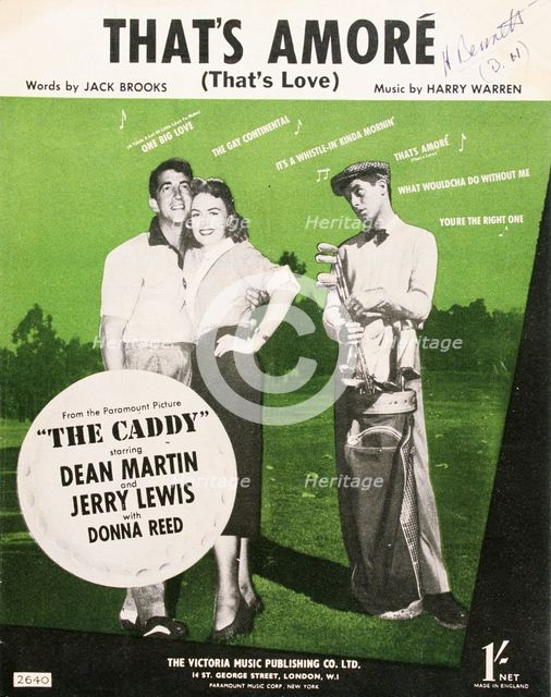 Sheet music for "That's Amore" from film 'The Caddy', c1953. Creator: Unknown.