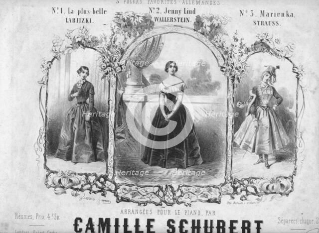 Sheet music for three polkas, mid 19th century. Creator: Unknown.