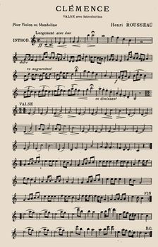 Sheet music of "Clémence", valse for violin and mandolin by Henri Rousseau, 1904. Creator: Rousseau, Henri Julien Félix (1844-1910)