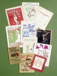 Sheet music scores with golfing theme, c1900-c1930. Creator: Unknown