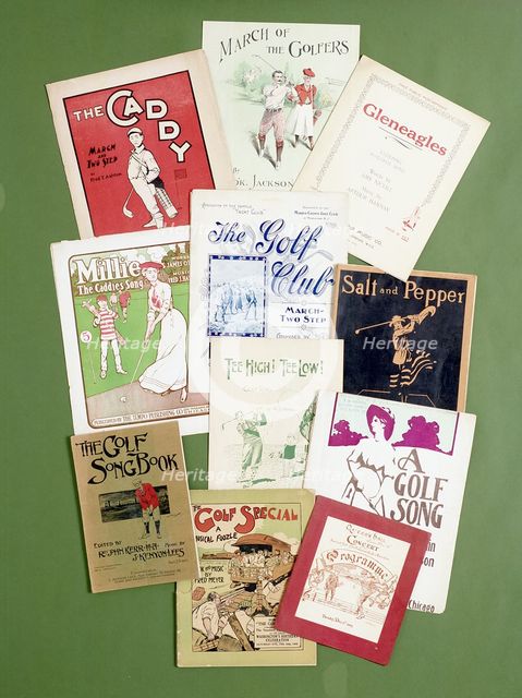 Sheet music scores with golfing theme, c1900-c1930. Creator: Unknown.
