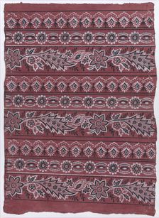 Sheet with three borders with paisley and floral patterns, late 18th..., late 18th-mid-19th century. Creator: Anon