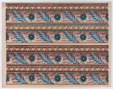 Sheet with two borders with flower and leaf designs, late 18th-mid-1..., late 18th-mid-19th century. Creator: Anon