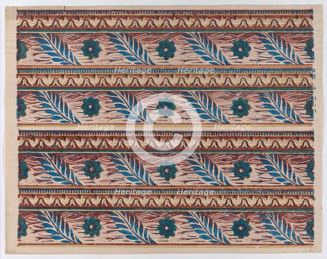 Sheet with two borders with flower and leaf designs, late 18th-mid-1..., late 18th-mid-19th century. Creator: Anon.