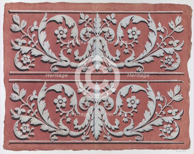 Sheet with two borders with rinceau motif, late 18th-mid-19th century., late 18th-mid-19th century. Creator: Anon.