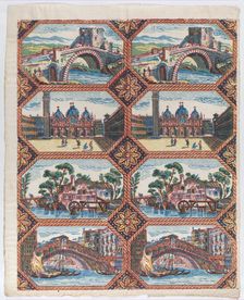 Sheet with two borders with Venetian landscapes, late 18th-mid-19th ..., late 18th-mid-19th century. Creator: Anon