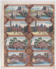Sheet with two borders with Venetian landscapes, late 18th-mid-19th ..., late 18th-mid-19th century. Creator: Anon