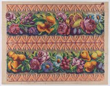 Sheet with a border with two garlands of fruit, leaves, and flowers..., late 18th-mid-19th century. Creator: Anon