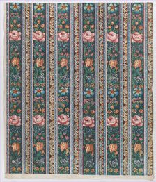 Sheet with a six borders with floral garlands, late 18th-mid-19th ce..., late 18th-mid-19th century. Creator: Anon