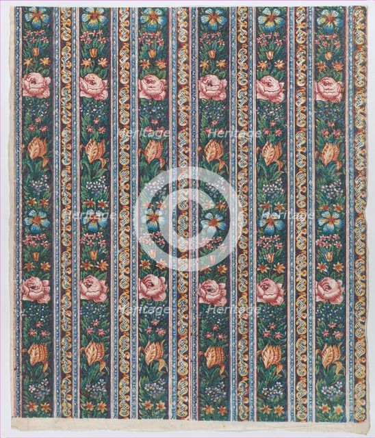 Sheet with a six borders with floral garlands, late 18th-mid-19th ce..., late 18th-mid-19th century. Creator: Anon.