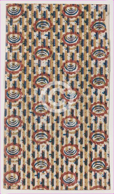 Sheet with abstract and stripe pattern, 19th century. Creator: Anon.