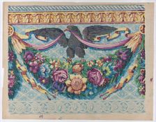 Sheet with an eagle atop a festoon of flowers, late 18th-mid-19th ce..., late 18th-mid-19th century. Creator: Anon
