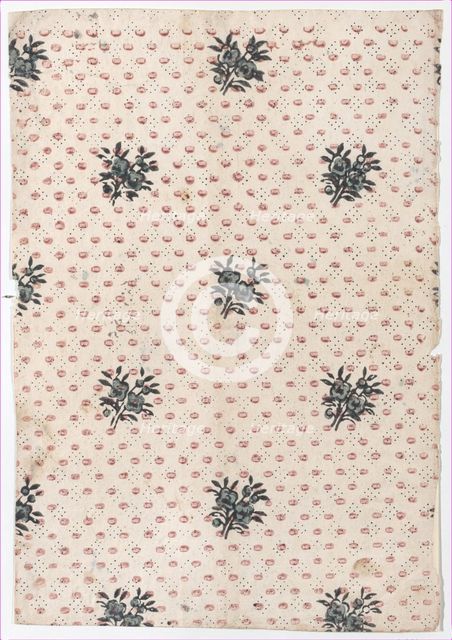 Sheet with an overall floral and dot pattern, late 18th-mid-19th cen..., late 18th-mid-19th century. Creator: Anon.