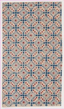 Sheet with an overall pattern of dots and squares, 19th century Creator: Anon