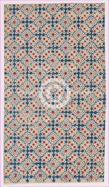 Sheet with an overall pattern of dots and squares, 19th century Creator: Anon.