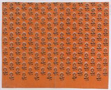 Sheet with blue and orange leaf pattern, late 18th-mid-19th century., late 18th-mid-19th century. Creator: Anon