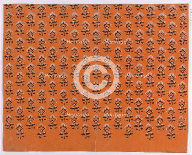 Sheet with blue and orange leaf pattern, late 18th-mid-19th century., late 18th-mid-19th century. Creator: Anon.