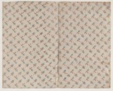 Sheet with dot grid pattern with bouquets, 19th century. Creator: Anon