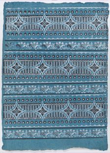 Sheet with four borders with a floral, dot, and stripe pattern, late..., late 18th-mid-19th century. Creator: Anon