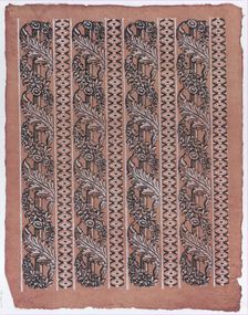Sheet with four borders with a garland of acanthus leaves and flower..., late 18th-mid-19th century. Creator: Anon